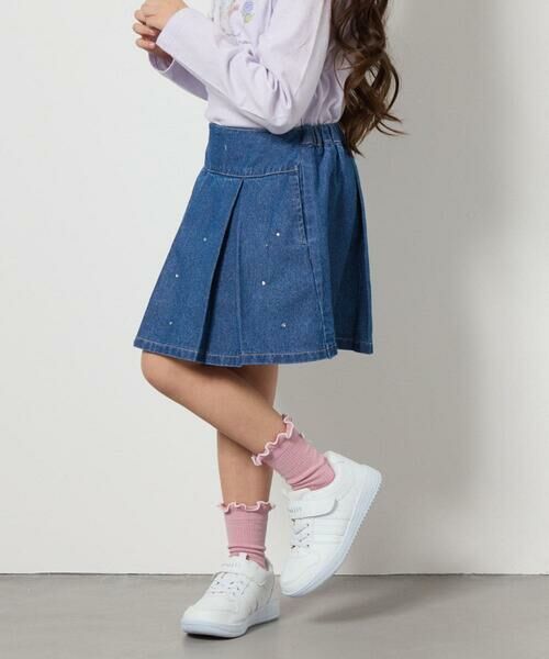 a.v.v / アー・ヴェ・ヴェ ミニ・ひざ丈スカート | [160]ビジュー付きデニムタックスカート | 詳細1
