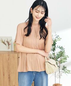 a.v.v / アー・ヴェ・ヴェ シャツ・ブラウス | 【洗える/イージーケア】サテンフリルネックブラウス