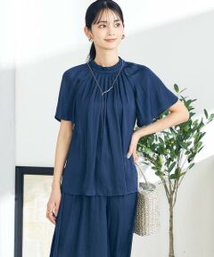 a.v.v / アー・ヴェ・ヴェ シャツ・ブラウス | 【洗える/イージーケア】サテンフリルネックブラウス