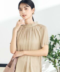 a.v.v / アー・ヴェ・ヴェ シャツ・ブラウス | 【洗える/イージーケア】サテンフリルネックブラウス