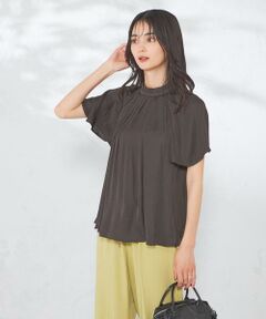 a.v.v / アー・ヴェ・ヴェ シャツ・ブラウス | 【洗える/イージーケア】サテンフリルネックブラウス