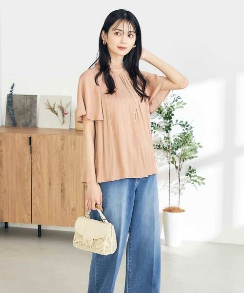 a.v.v / アー・ヴェ・ヴェ シャツ・ブラウス | 【洗える/イージーケア】サテンフリルネックブラウス | 詳細1