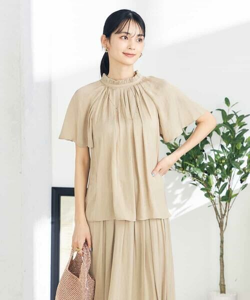 a.v.v / アー・ヴェ・ヴェ シャツ・ブラウス | 【洗える/イージーケア】サテンフリルネックブラウス | 詳細14