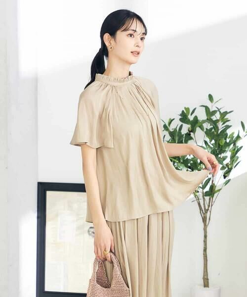 a.v.v / アー・ヴェ・ヴェ シャツ・ブラウス | 【洗える/イージーケア】サテンフリルネックブラウス | 詳細15