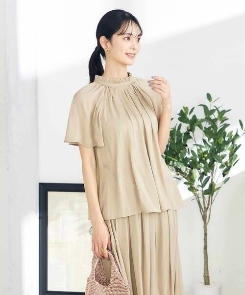 a.v.v / アー・ヴェ・ヴェ シャツ・ブラウス | 【洗える/イージーケア】サテンフリルネックブラウス | 詳細16