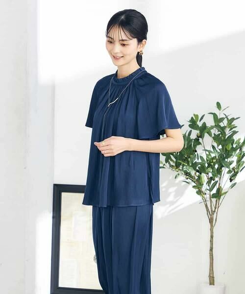 a.v.v / アー・ヴェ・ヴェ シャツ・ブラウス | 【洗える/イージーケア】サテンフリルネックブラウス | 詳細8