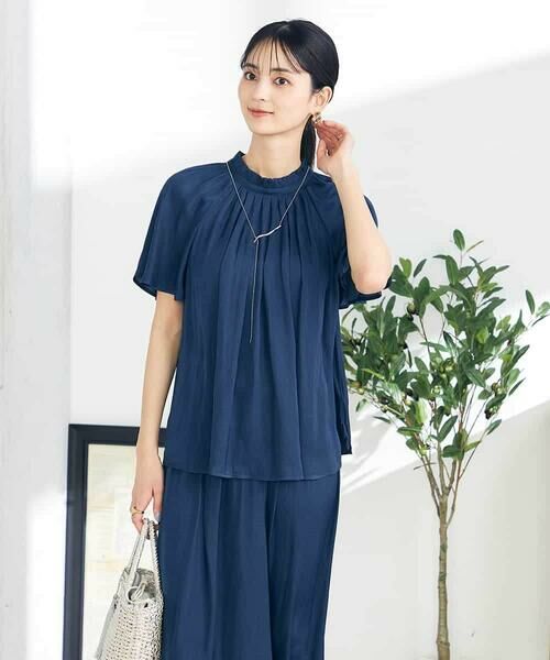 a.v.v / アー・ヴェ・ヴェ シャツ・ブラウス | 【洗える/イージーケア】サテンフリルネックブラウス | 詳細9