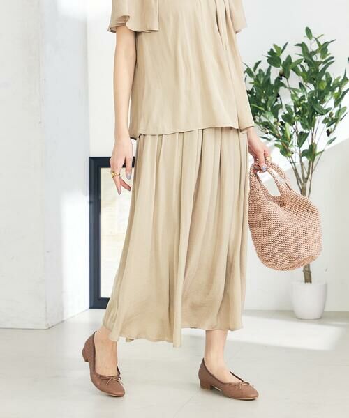a.v.v / アー・ヴェ・ヴェ ロング・マキシ丈スカート | 【洗える/イージーケア】サテンギャザースカート | 詳細12