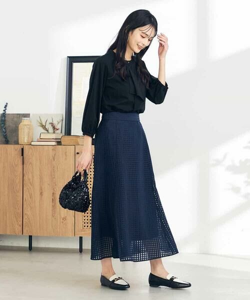 a.v.v / アー・ヴェ・ヴェ ロング・マキシ丈スカート | シアーチェックフレアスカート | 詳細5