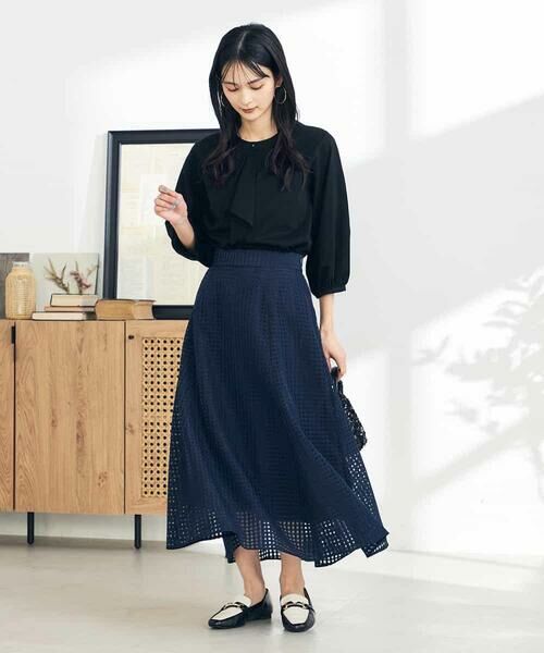 a.v.v / アー・ヴェ・ヴェ ロング・マキシ丈スカート | シアーチェックフレアスカート | 詳細6