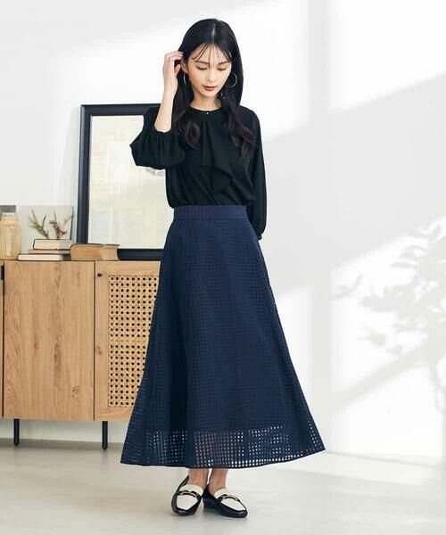 a.v.v / アー・ヴェ・ヴェ ロング・マキシ丈スカート | シアーチェックフレアスカート | 詳細7