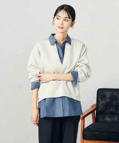 a.v.v / アー・ヴェ・ヴェ スウェット | 【セットアップ対応】スリットネックダンボールトップス