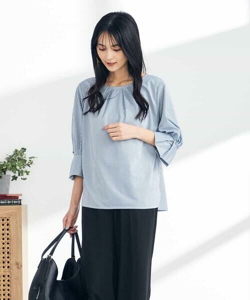 a.v.v / アー・ヴェ・ヴェ カットソー | 【UVカット/イージーケア】ストライプタックスリーブカットソー | 詳細1