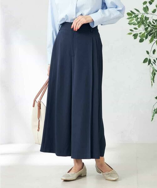 a.v.v / アー・ヴェ・ヴェ ショート・ハーフ・半端丈パンツ | 【洗える/ストレッチ】サイドプリーツワイドパンツ | 詳細1