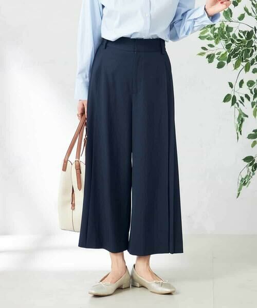 a.v.v / アー・ヴェ・ヴェ ショート・ハーフ・半端丈パンツ | 【洗える/ストレッチ】サイドプリーツワイドパンツ | 詳細2