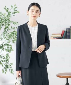 a.v.v / アー・ヴェ・ヴェ ノーカラージャケット | 【洗える/ストレッチ/UVカット】麻調ストレッチノーカラージャケット