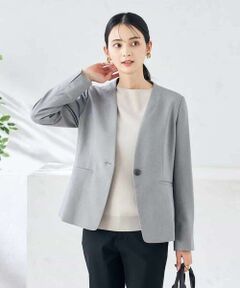 a.v.v / アー・ヴェ・ヴェ ノーカラージャケット | 【洗える/ストレッチ/UVカット】麻調ストレッチノーカラージャケット