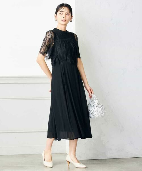 a.v.v/アー・ヴェ・ヴェ レースドッキングワンピース ブラック S