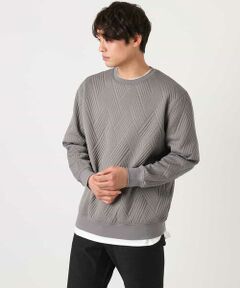 a.v.v / アー・ヴェ・ヴェ スウェット | 【毛玉になりにくい】幾何柄フクレジャカード クルーネックスウェット