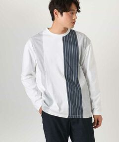 a.v.v / アー・ヴェ・ヴェ カットソー | 【洗濯機で洗える】ストライプ切替クルーネックカットソー(デザテクシリーズ）【春の新作】