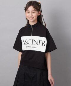 a.v.v / アー・ヴェ・ヴェ カットソー | 【毛玉になりにくい/程よく伸びる】[160]ハーフジップロゴスウェット