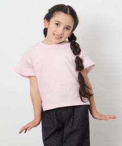 a.v.v / アー・ヴェ・ヴェ カットソー | 【累計1万枚販売/接触冷感/ジメジメ対策/毛玉になりにくい/安心の綿100％】[100-130]シアーギンガムキリカエスリーブＴシャツ