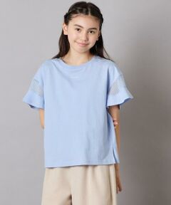 a.v.v / アー・ヴェ・ヴェ カットソー | 【累計1万枚販売/接触冷感/ジメジメ対策/毛玉になりにくい/安心の綿100％】[100-130]シアーギンガムキリカエスリーブＴシャツ