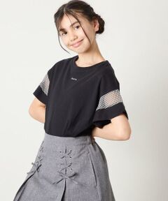 a.v.v / アー・ヴェ・ヴェ カットソー | 【累計1万枚販売/接触冷感/ジメジメ対策/毛玉になりにくい/安心の綿100％】[100-130]シアーギンガムキリカエスリーブＴシャツ