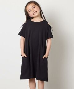 a.v.v / アー・ヴェ・ヴェ ロング・マキシ丈ワンピース | 【ワンピース人気NO1/毛玉になりにくい】[140-150]オフショルレースアップワンピース