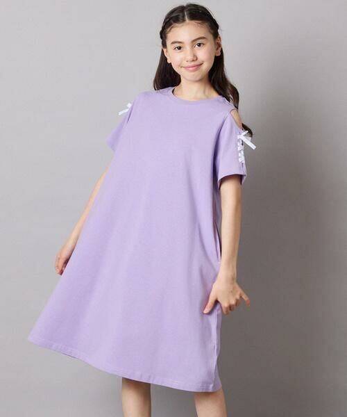 a.v.v / アー・ヴェ・ヴェ ロング・マキシ丈ワンピース | 【ワンピース人気NO1/毛玉になりにくい】[140-150]オフショルレースアップワンピース | 詳細18