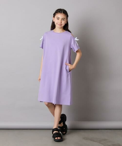 a.v.v / アー・ヴェ・ヴェ ロング・マキシ丈ワンピース | 【ワンピース人気NO1/毛玉になりにくい】[140-150]オフショルレースアップワンピース | 詳細20