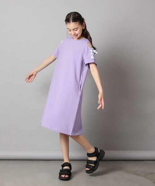 a.v.v / アー・ヴェ・ヴェ ロング・マキシ丈ワンピース | 【ワンピース人気NO1/毛玉になりにくい】[140-150]オフショルレースアップワンピース | 詳細24