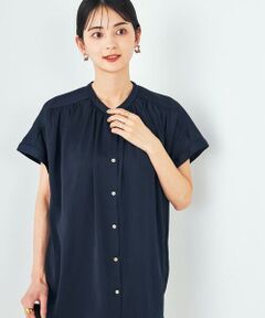 a.v.v / アー・ヴェ・ヴェ シャツ・ブラウス | 【接触冷感/UVカット/吸水速乾/イージーケア/洗える】サテンギャザーブラウス