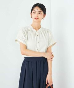 a.v.v / アー・ヴェ・ヴェ シャツ・ブラウス | 【接触冷感/UVカット/吸水速乾/イージーケア/洗える】サテンギャザーブラウス