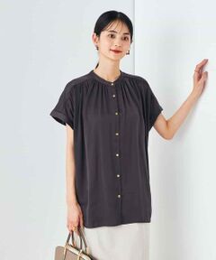 a.v.v / アー・ヴェ・ヴェ シャツ・ブラウス | 【接触冷感/UVカット/吸水速乾/イージーケア/洗える】サテンギャザーブラウス