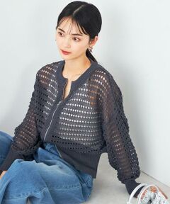 a.v.v / アー・ヴェ・ヴェ カーディガン・ボレロ | ダブルジップメッシュニットブルゾン