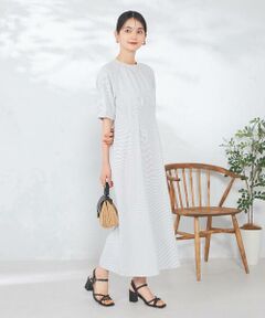 a.v.v / アー・ヴェ・ヴェ ロング・マキシ丈ワンピース | 【洗える/イージーケア/吸水速乾/UVカット】ウエストタックサッカーワンピース