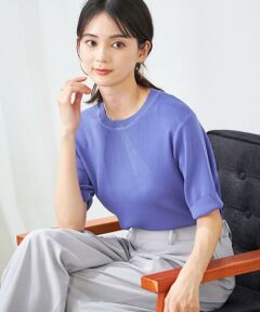 a.v.v / アー・ヴェ・ヴェ ニット・セーター | 【接触冷感/UVカット/洗える】クルーネックハーフスリーブ美ラクるサマーニット