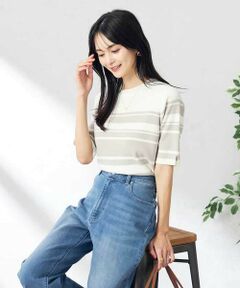 a.v.v / アー・ヴェ・ヴェ ニット・セーター | 【接触冷感/UVカット/洗える】クルーネックハーフスリーブ美ラクるサマーニット