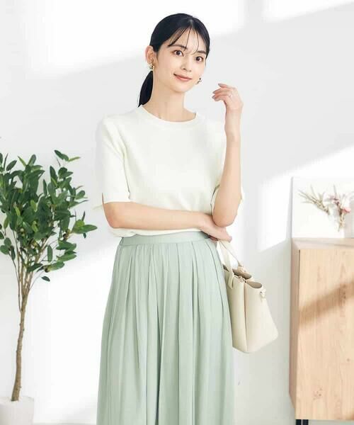 a.v.v / アー・ヴェ・ヴェ ニット・セーター | 【接触冷感/UVカット/洗える】クルーネックハーフスリーブ美ラクるサマーニット | 詳細12