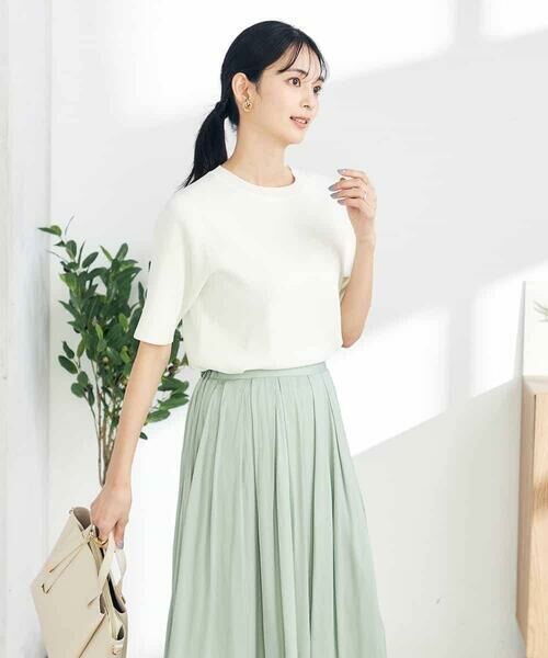 a.v.v / アー・ヴェ・ヴェ ニット・セーター | 【接触冷感/UVカット/洗える】クルーネックハーフスリーブ美ラクるサマーニット | 詳細13