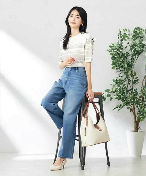 a.v.v / アー・ヴェ・ヴェ ニット・セーター | 【接触冷感/UVカット/洗える】クルーネックハーフスリーブ美ラクるサマーニット | 詳細6