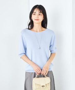 a.v.v / アー・ヴェ・ヴェ ニット・セーター | 【接触冷感/UVカット/洗える】ボートネックハーフスリーブ美ラクるサマーニット