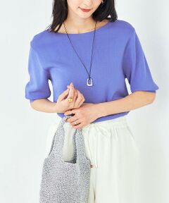 a.v.v / アー・ヴェ・ヴェ ニット・セーター | 【接触冷感/UVカット/洗える】ボートネックハーフスリーブ美ラクるサマーニット