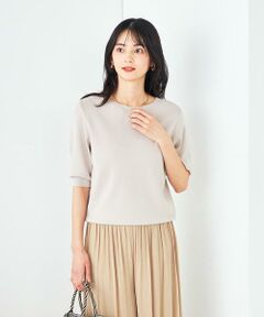 a.v.v / アー・ヴェ・ヴェ ニット・セーター | 【接触冷感/UVカット/洗える】ボートネックハーフスリーブ美ラクるサマーニット