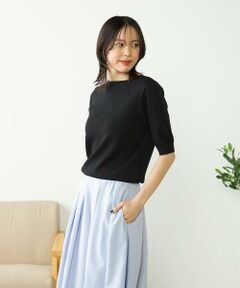 a.v.v / アー・ヴェ・ヴェ ニット・セーター | 【接触冷感/UVカット/洗える】ボートネックハーフスリーブ美ラクるサマーニット