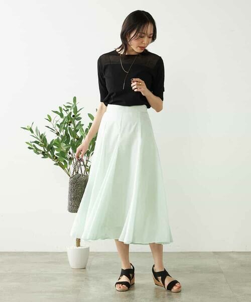 a.v.v / アー・ヴェ・ヴェ ロング・マキシ丈スカート | 【洗える/イージーケア/接触冷感/毛玉になりにくい】シアーフレアスカート | 詳細6