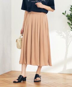 a.v.v / アー・ヴェ・ヴェ ロング・マキシ丈スカート | 【洗える/イージーケア/セットアップ対応可】サテンギャザースカート