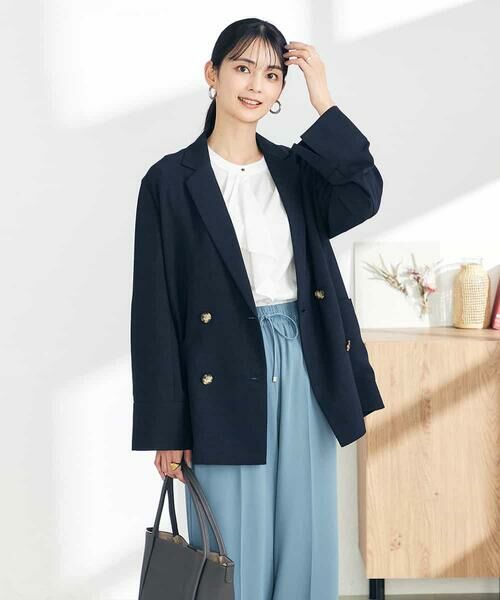 a.v.v / アー・ヴェ・ヴェ テーラードジャケット | 【接触冷感/UVカット/イージーケア/雑誌InRed(宝島社)5月号掲載】麻調Wブレストジャケット | 詳細10