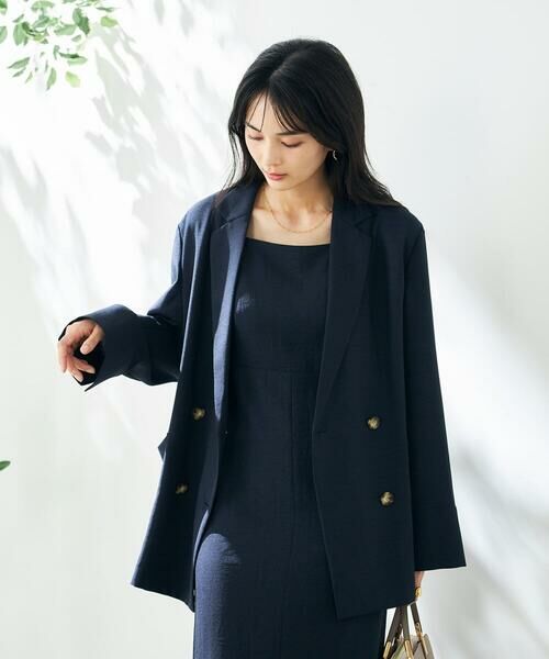 a.v.v / アー・ヴェ・ヴェ テーラードジャケット | 【接触冷感/UVカット/イージーケア/雑誌InRed(宝島社)5月号掲載】麻調Wブレストジャケット | 詳細2